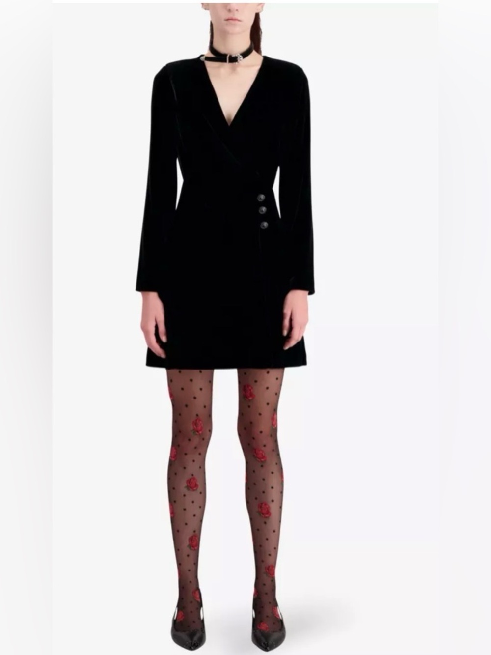 The Kooples Black Wrap Mini Dress